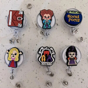 6 HOCUS POCUS BADGE HOLDER RETRACTER SET FROM MOVIE MERCH ACCESSORIES HALLOWEEN